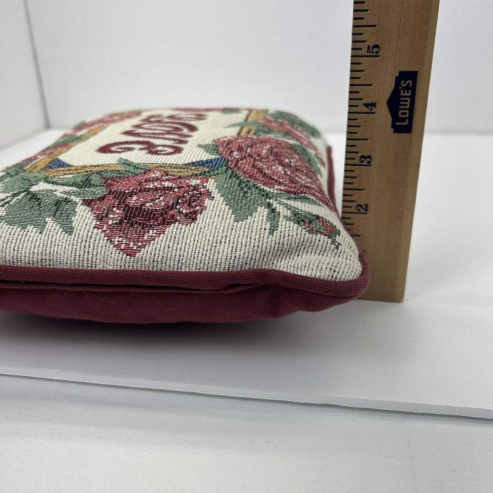 Vintage Tapestry Throw Pillow Love With Roses Home Decor Floral Grandma Wreath - Picture 7 of 8
